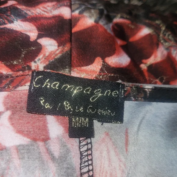 Champagne By Le Grenier Colorful Draped Neckline And Short Flutter Sleeved Top M - Picture 7 of 7